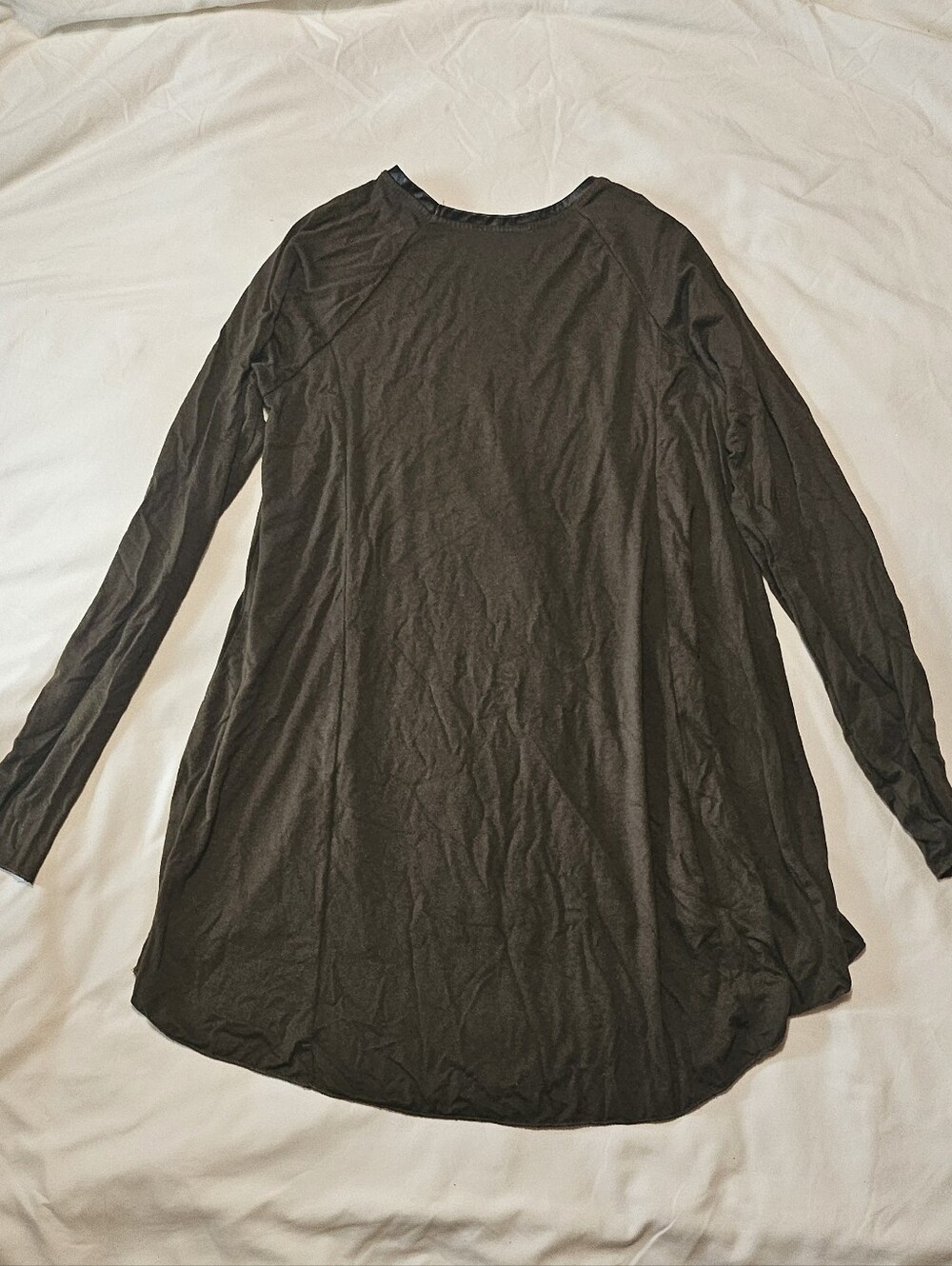 Zara Collection Olive Flowy Long Sleeve High Low Swing Top Size Small - Picture 5 of 5